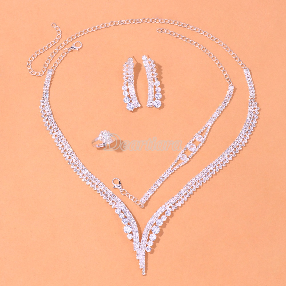 Set Perhiasan Kalung Gelang Hias Berlian Untuk Pernikahan