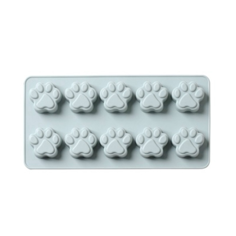 10 Holes Non-stick Chocolate Molds Cookie Cat Dog Paw Print Animal Silicone Chocolate Ice Mold