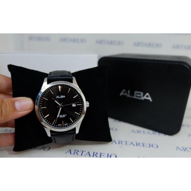 JAM TANGAN PRIA ALBA AS9M41X1 KULIT HITAM ORIGINAL AS9M41