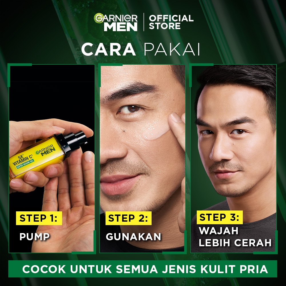 ★ BB ★  Garnier Men Turbo Bright 5x Vitamin C Super Serum Gel - Serum Wajah Pria Mencerahkan Brightening Dark Spot