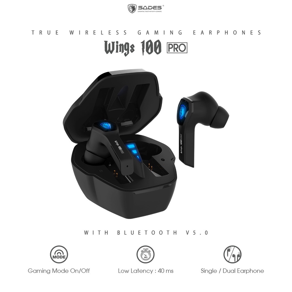 Sades TWS Wings 100 Pro Earphone - Gaming Earphone