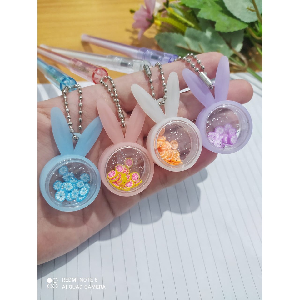 SELUSIN PULPEN KELINCI BUAH ISI 12 PCS GEL PENA PEN BOLPEN KARAKTER RABBIT GLITTER