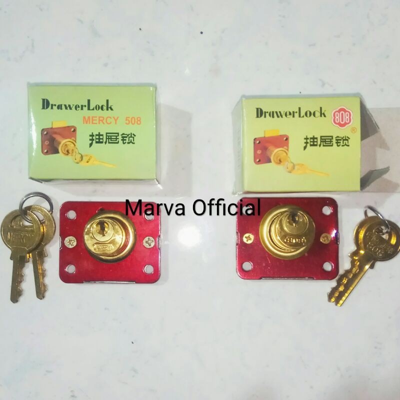 kuci laci mercy ASLI merah kuning kuningan diameter 16mm 16 mm drawer lock kunci kotak box 508 kecil