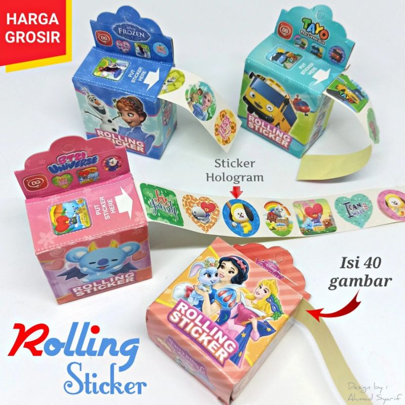 Stiker Rolling Tempel Hologram,Stiker Roll ,Mainan Edukasi,Stiker Tempel