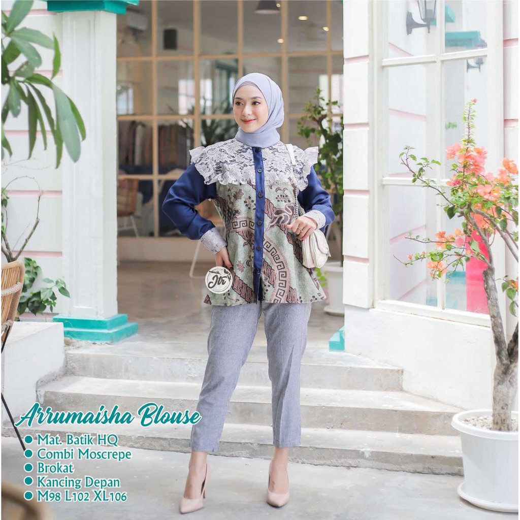 Sera Blus Batik Fashion Motif Unik Cantik Premium Elegan Formal Baju Kerja Kantor Seragam Karyawan 1