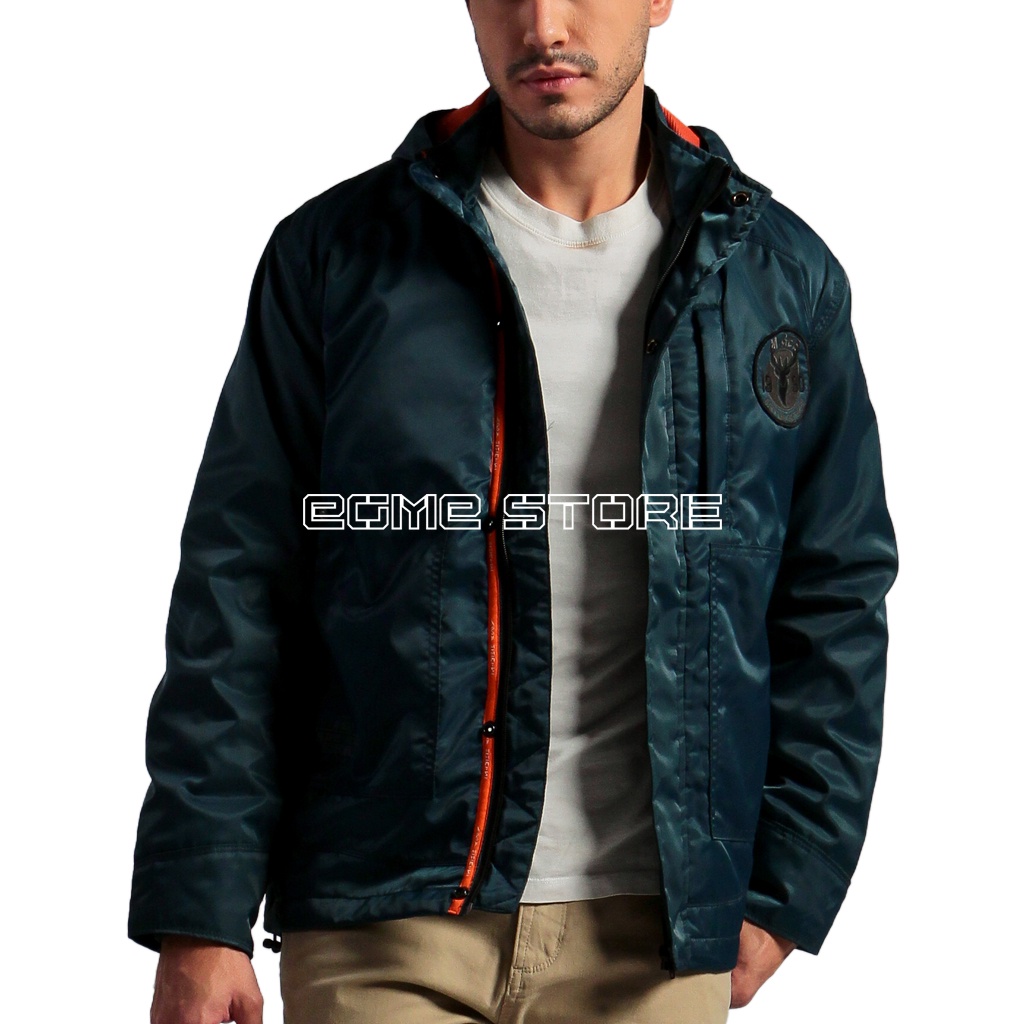 Jaket Mgee Pria Hoode Outdoor Hunter C008 Blue