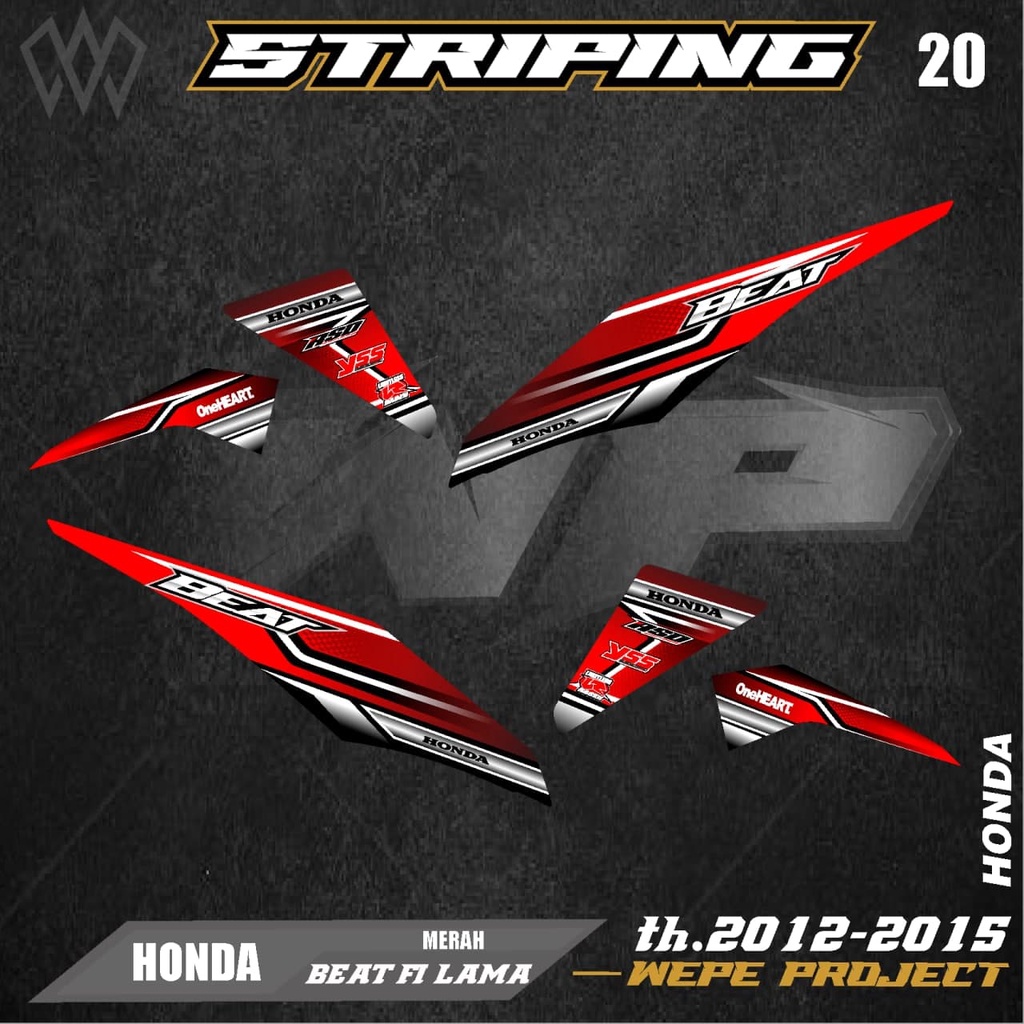 Stiker Striping Motor Beat Fi 2013 2014 2015 - Striping Sticker Variasi Lis Skotlet Motor Honda Beat