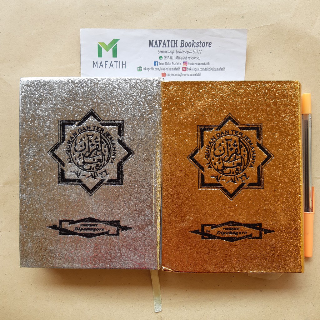 Al-Qur'an Terjemah AL-ALIYY kecil B6 Emas/Perak 18 baris alquran quran saku terjemahan Diponegoro