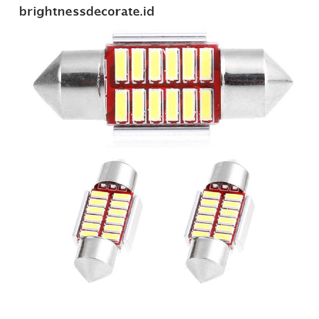 2pcs Lampu LED Canbus 12SMD 4014 C5W Ukuran 31mm Untuk Interior Mobil