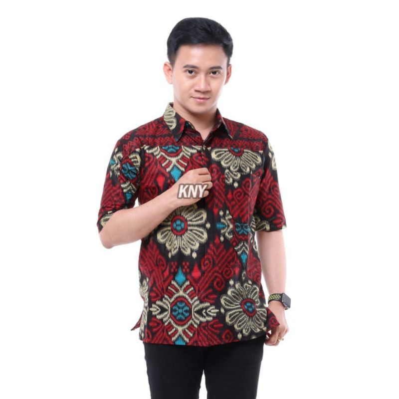 BAJU BATIK PRIA ABADI BATIK KEMEJA BATIK PRIA LENGAN PENDEK-Kecubong