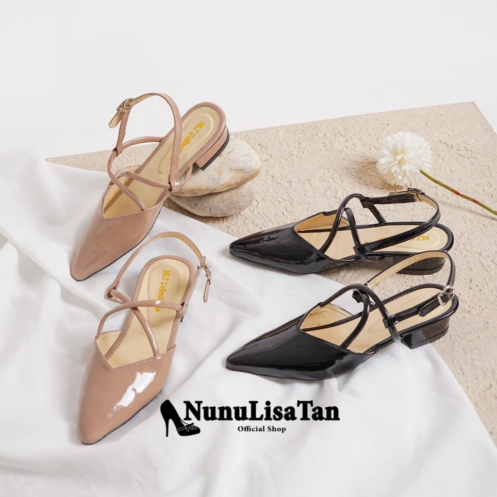 NunuLisaTan - High heels wanita korea terbaru 3cm kantor glossy