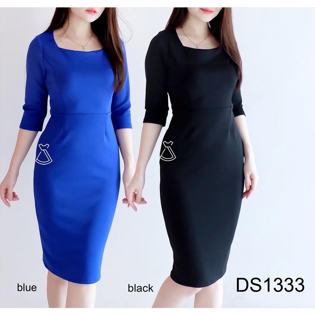 DS1333 - DRESS PESTA DRESS KANTOR SEPAN BASIC SCUBA WANITA MODERN MURAH