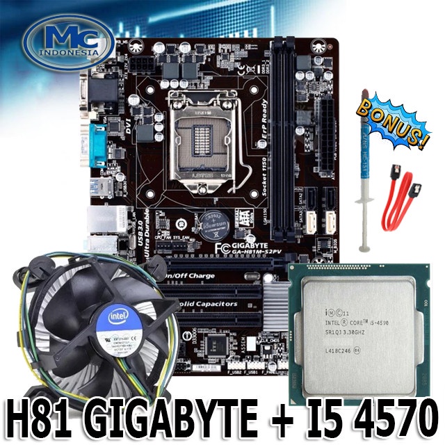 PAKETAN MOBO H81 GIGABYTE + Processor Intel Core i5 4570