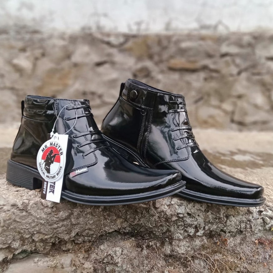 Sepatu Pdh Tni Polri Security Satpam Mengkilap Glossy Kulit Sapi Asli Berkualitas Merk MR MASTER Sepatu Formal Kantor