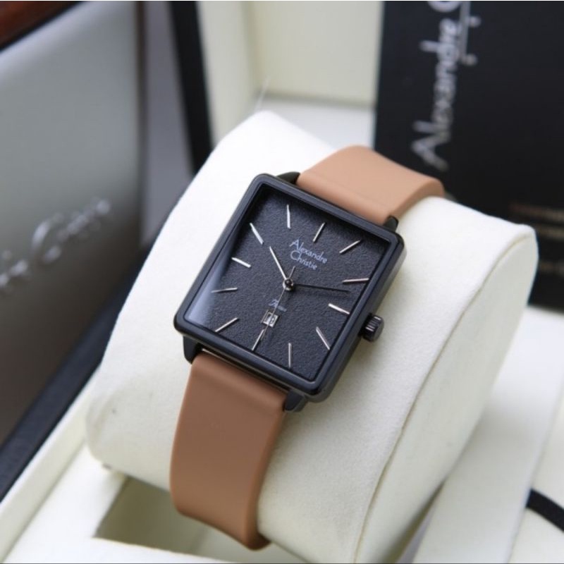 jam tangan wanita original alexandre christie AC 2810LD BLACK ROSEGOLD