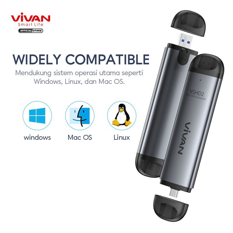 VIVAN M2 Enclosure VSHD2 USB Type C Dual Output 10 GbpsHigh Speed Transmission