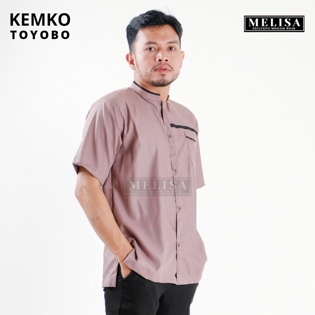 Baju Koko Pria Kemko Lengan Pendek Bahan Katun Toyobo Motip Simpel Dan Elegan Size M L XL Baju Muslim Polos Promo Baju Muslim Terbaru-Warna Dusty