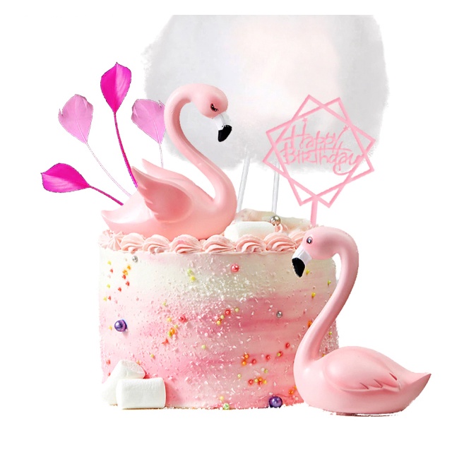 Flamingo Dekorasi Topper Kue Ulang Tahun Pernikahan Warna Pink Cantik