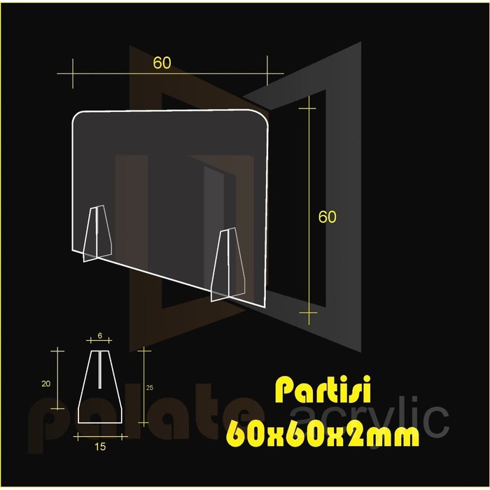 

PARTISI / SEKAT / PEMBATAS MEJA AKRILIK DIVIDER KASIR UNIVERSAL 2MM