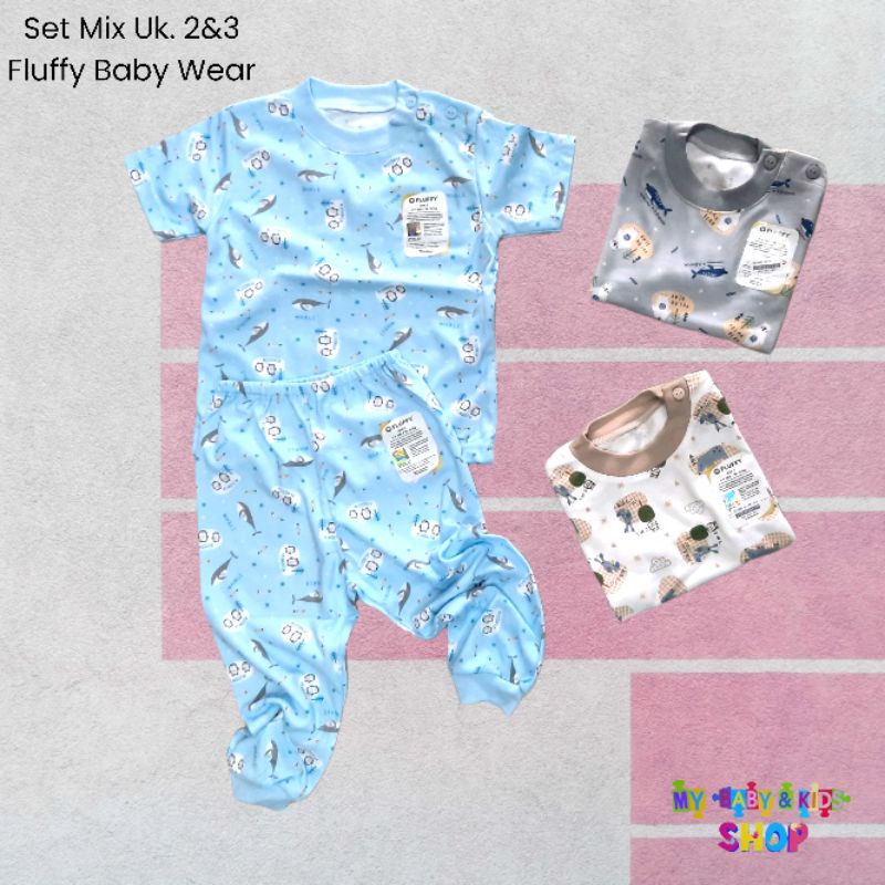 Setelan Pendek Panjang | Piyama Anak | Long Pajama | Fluffy Baby Wear