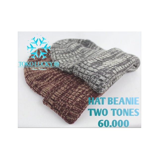 IMPORT Hat Beanie Two Tones Topi Kupluk Korean Style Winter Musim Dingin Hat Beanie Two Tones