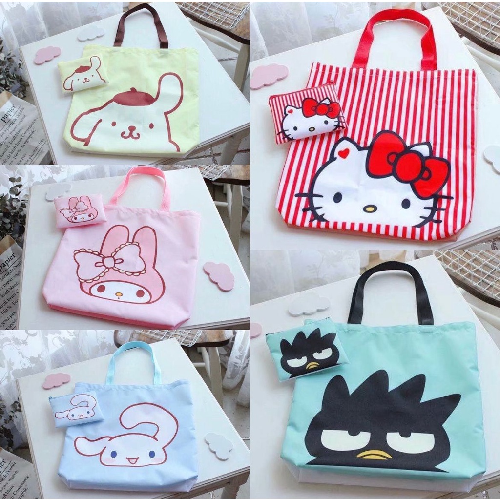 TAS BELANJA MELODY CINNAMOROLL POMPOMPURIN HELLO KITTY BADZTEMARU SHOPPING BAG KANTONG SAN