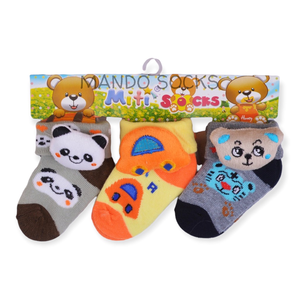 ( 3 PASANG ) KAOS KAKI BAYI SAMPING BONEKA UMUR 2 ~ 6 BULAN.