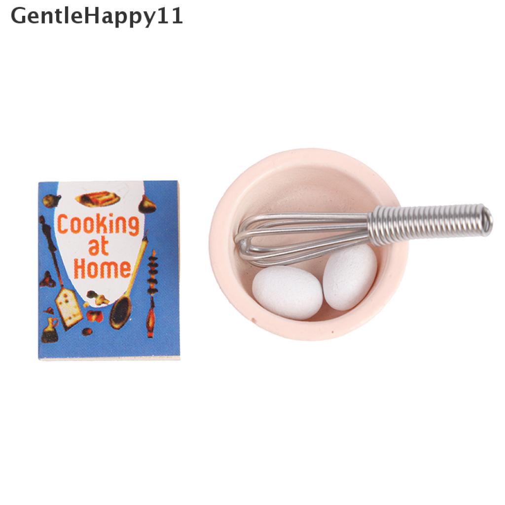 Gentlehappy Mainan Miniatur Mangkok + Pengocok Telur Skala 1: 12 Untuk Aksesoris Rumah Boneka