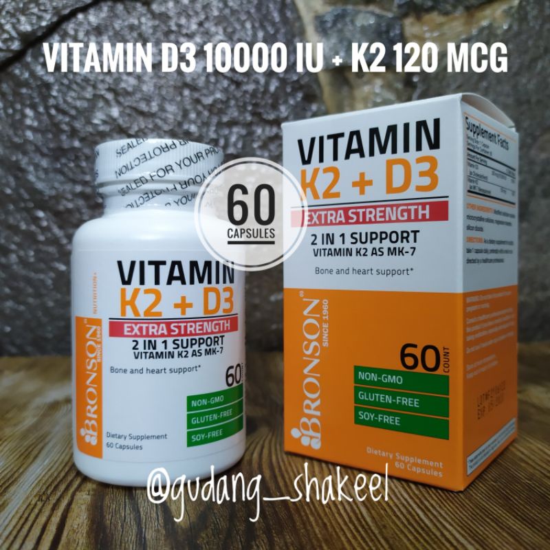 Jual Bronson Vitamin K2 D3 10000 IU Extra Strength 2 in 1 Support K2 as