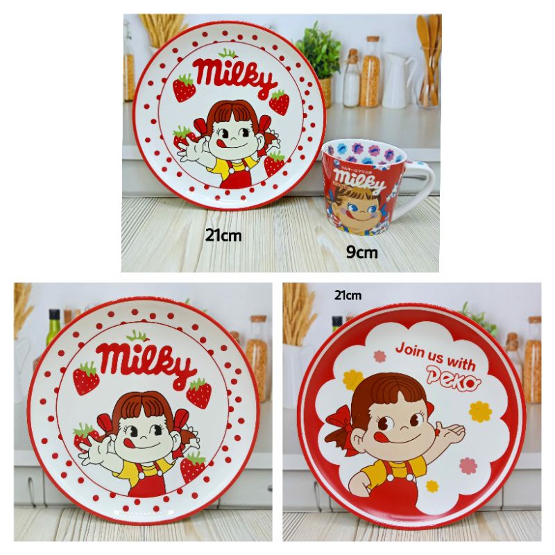 Piring Keramik Peko / Piring Peko / Set Piring dan Gelas Keramik Peko / Gelas Keramik Peko / Gelas P