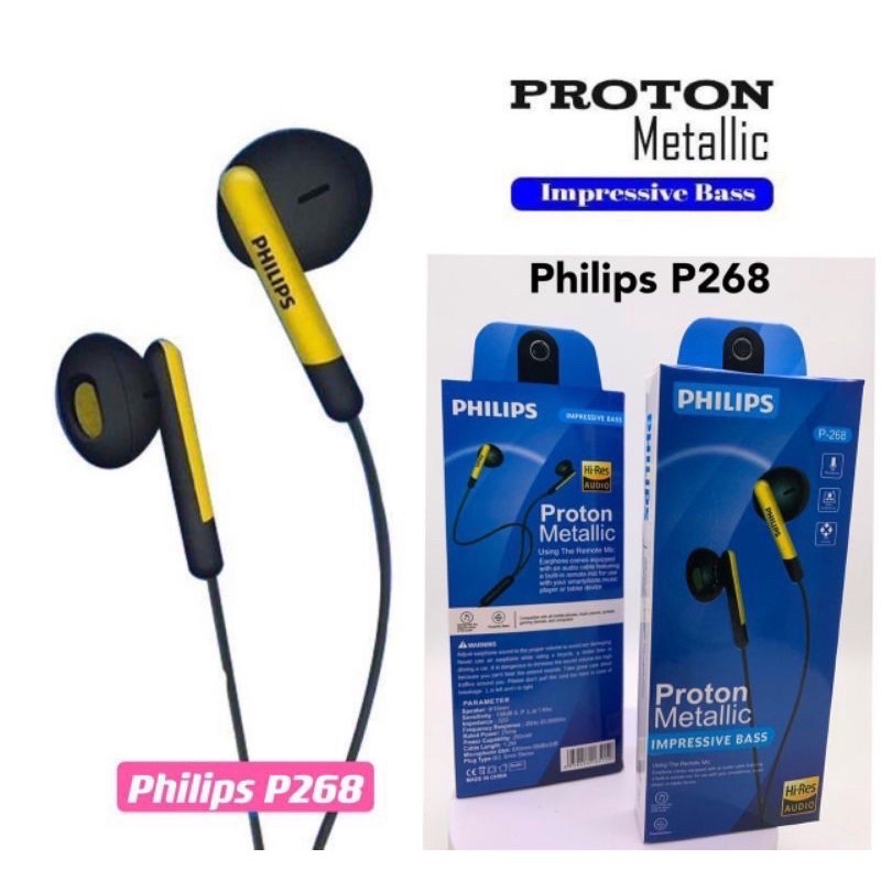 Handsfree Philips Magnetic Bass AT-036 / QP-035 Headset Earphone Universal