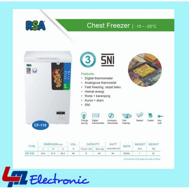 RSA Chest Freezer 96 Liter CF110 / CF 110