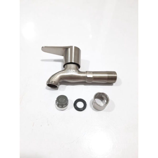 Kran Tembok Satin 1/2&quot; Stainless steel ENGKOL Cucut Selang (G741)