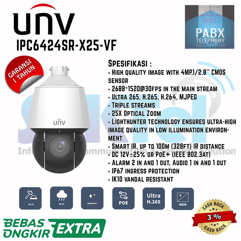 IPC6424SR-X25-VF 4MP 25x Lighthunter Network PTZ Dome Camera