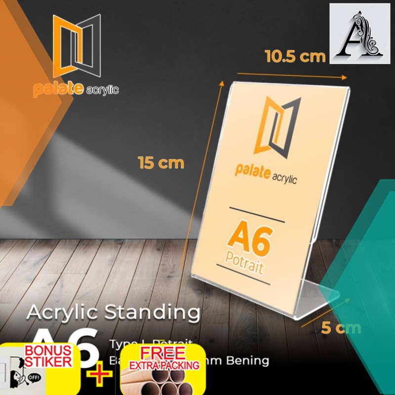 

Promo Acrylic akrilik tempat brosur A6 acrylic no meja brosur holder 15x10 - BAHAN PREMIUM
