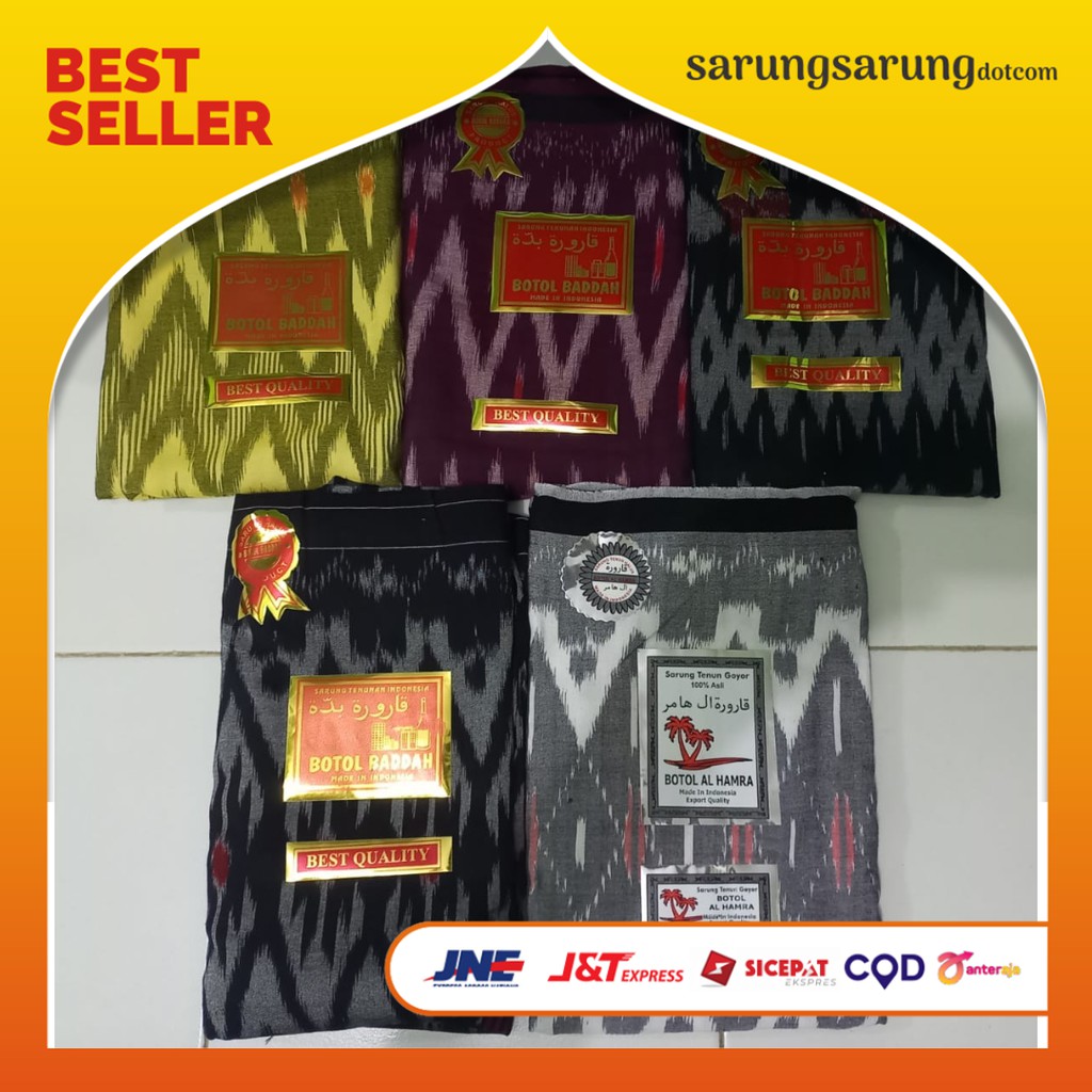Sarung Tenun Goyor Pria Cap Botol Baddah Sarung Tenun Gloyor Botol Al Hamra ATBM Tegal Original Asli