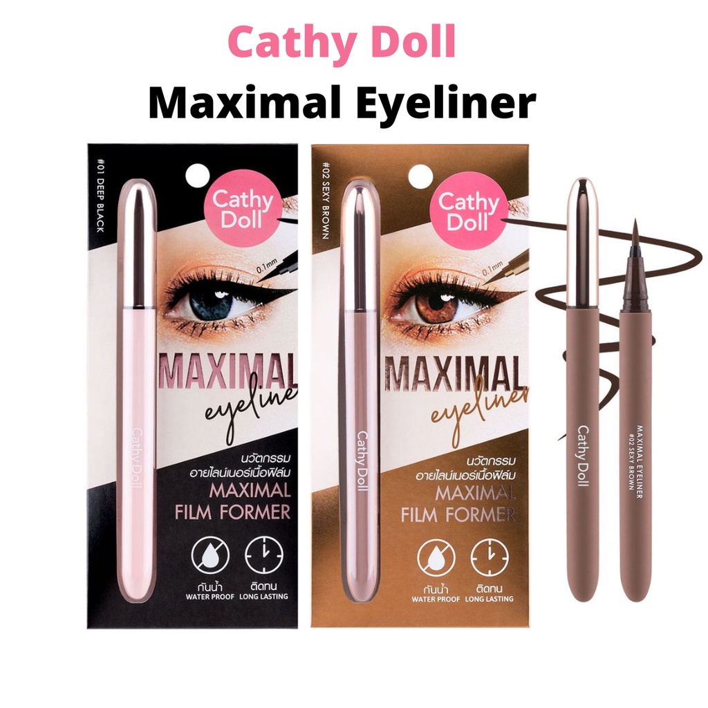 [BIG SALE] Cathy Doll Maximal Eyeliner 0.1 mm Black Waterproof | Hitam &amp; Coklat | Long Lasting | Browit.id