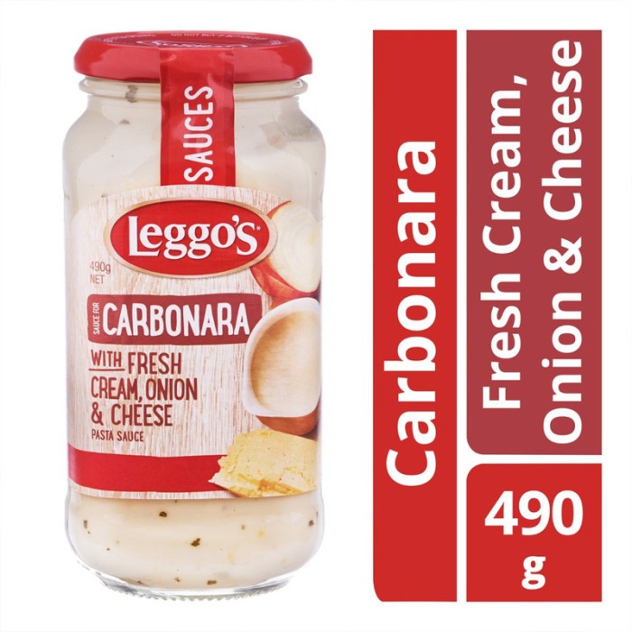 

FRESH STOK LEGGOS CARBONARA SAUCE FRESH CREAM ONION CHEESE 490GR SAUS PASTA