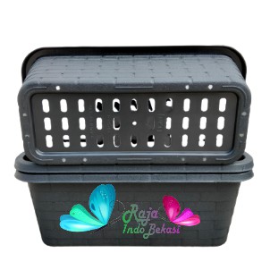 Pot Bunga Tanaman Panjang Motif Bata RTG 01 Hitam 37cm - nkt RTG 01 Pot Segi Panjang Hias Murah