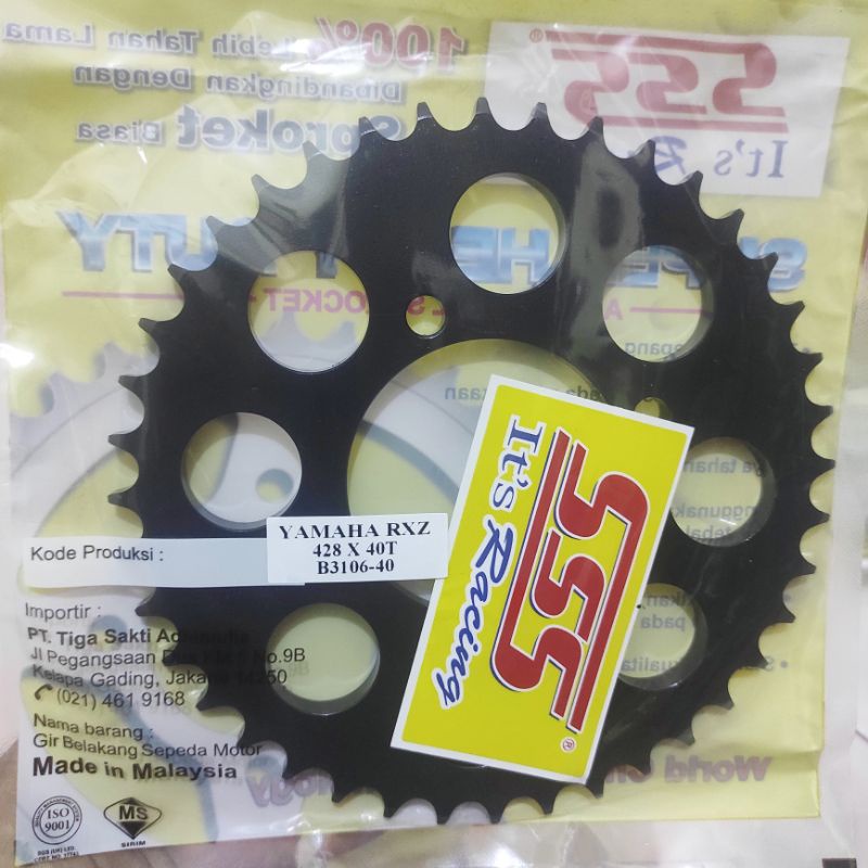 Gear Belakang SSS 428 28 30 31 32 33 34 35 36 37 38 39 40 RXZ RXKing Jupiter Vega MX FIZR-SSS(Black) 428-40