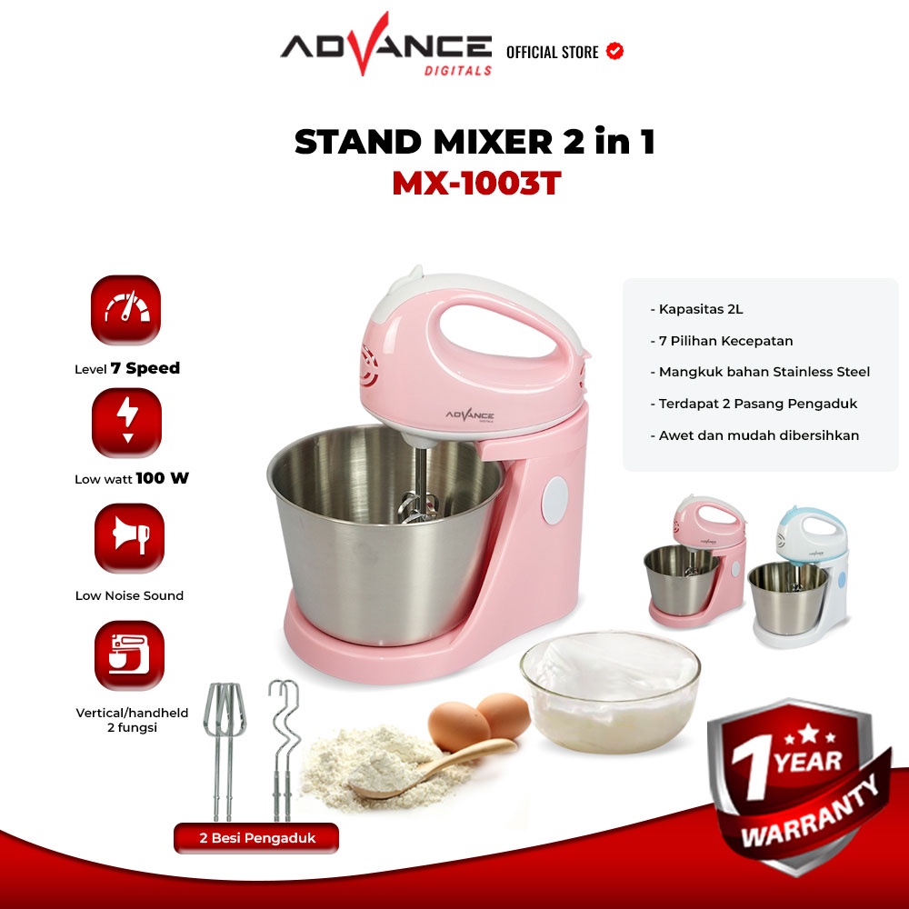 Advance Digitals  2 in 1 Stand Mixer MX1003T 7 Kecepatan|Garansi Resmi Advance Digitals 1 Tahun