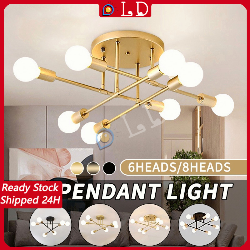 [COD]Lampu Gantung 6 / 8 Led E27 Industrial Bahan Besi Untuk Plafon Ruang Tamu Modern minimalist chandelier / Lampu Gantung / Lampu Plafon Ruang Tamu Kamar Tidur-Gaya Nordik