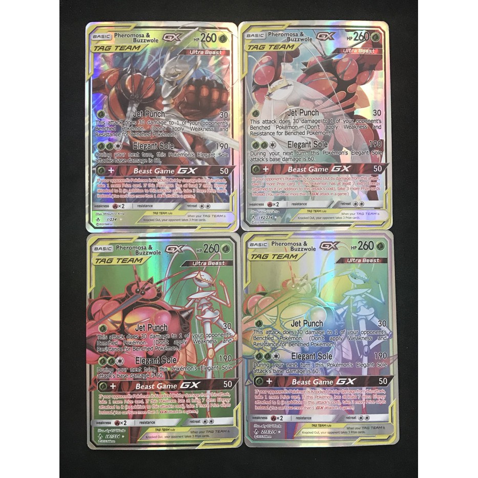 Kartu Pokemon TCG Sun&Moon Tag Team Pheromosa & Buzzwole GX (4 kartu)
