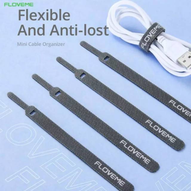 Floveme Velkro Cord Management Holder Ties Pengikat Kabel Kecil Velkro Murah