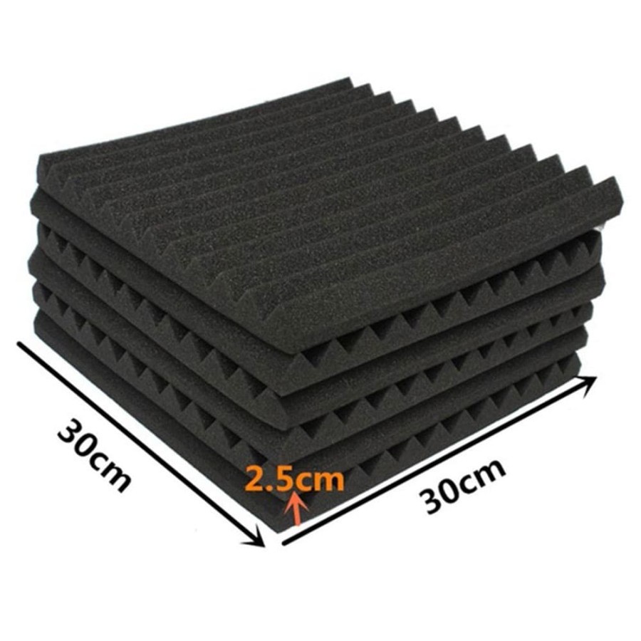 JROD Busa Telur Peredam Suara Acoustic Foam Soundproof Noise Reduction 30x30x2CM 6PCS - SFS1 - Black