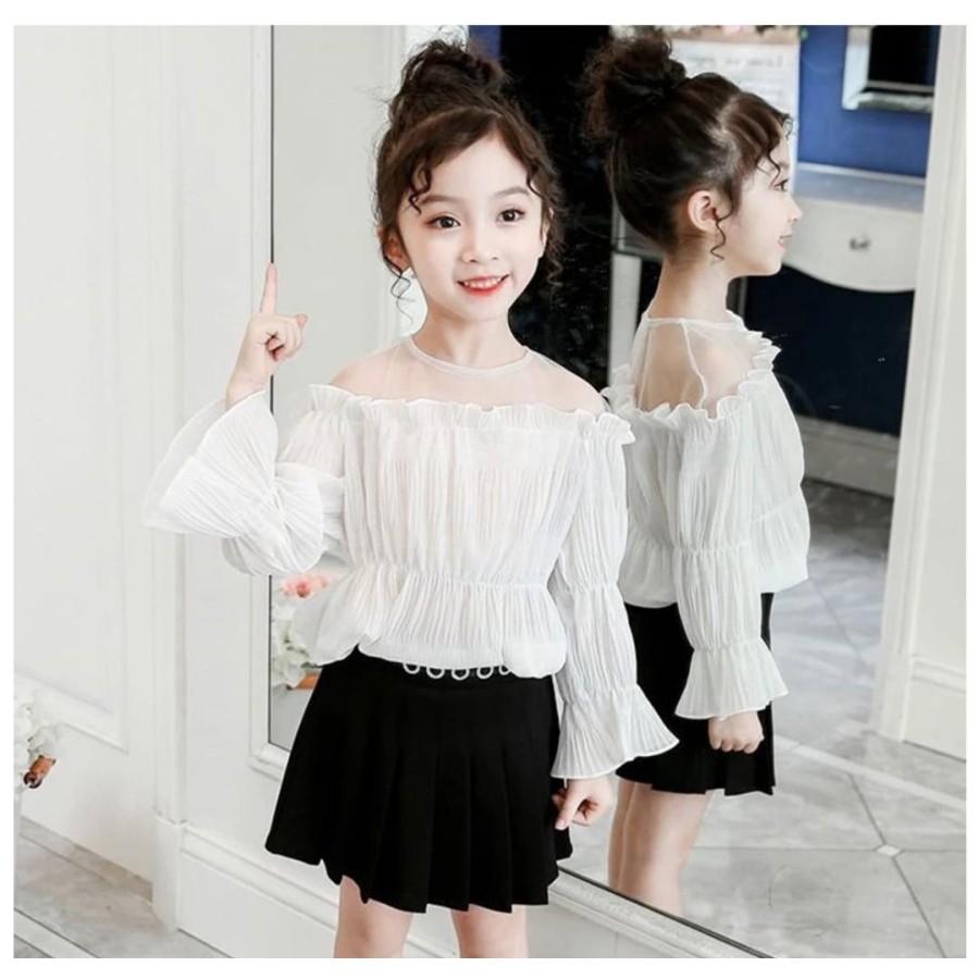 Baju Blouse Fashion Pakaian Anak Perempuan Cewek Wanita Impor Korea Kekinian Terbaru Umur 6-12 Tahun