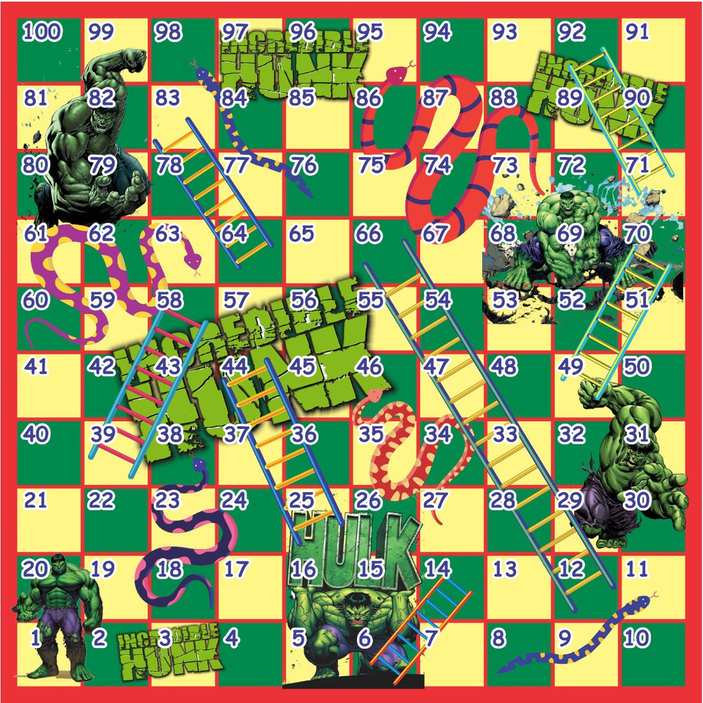 Ular Tangga Jumbo Hulk / Ular Tangga Raksasa Hulk Kartun Free Dadu