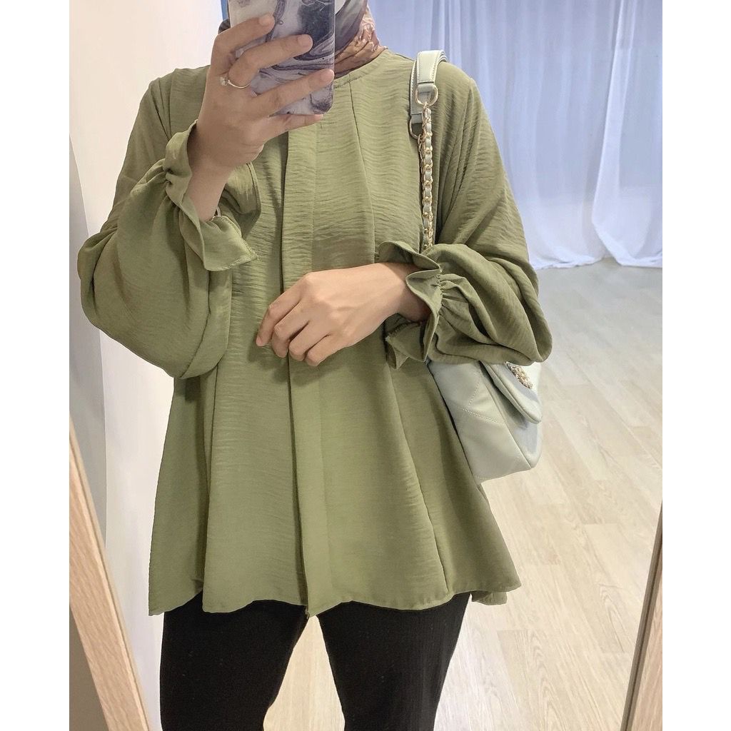 BEFAST - ZFS OOTD Wanita Blouse DESI / CANA CRINKLE CEY BLOUSE / Blouse Kasual / Atasan Blus Lengan Panjang / Blouse Polos Formal / Fashion wanita Hijab / Blouse Keluaran Terbaru 2022 / Blouse Kekiniaan Remaja Wanita / Termurah