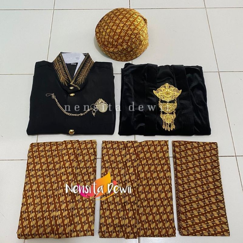 Set Prewed / Baju Couple Adat Jawa, Motif Lereng Neng (+Selendang)