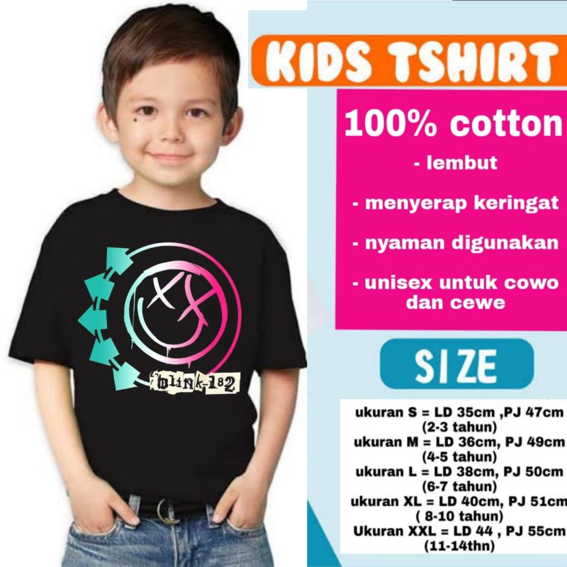KAOS ANAK BAND METAL BLINK 182 T-SHIRT KIDS BAJU ANAK UMUR 1 - 12 TAHUN USIA 1 2 3 4 5 6 7 8 9 10 11